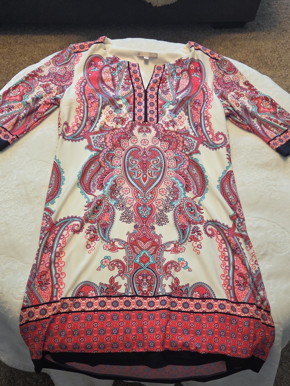 Women's Coral Paisley Print Dress